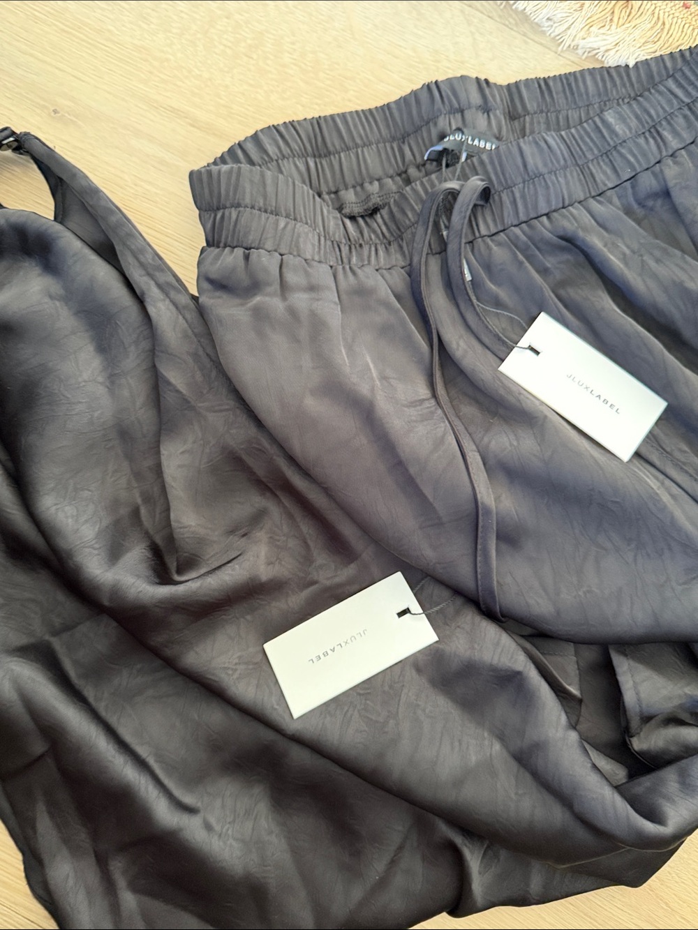 JLUXLABEL Draped Satin Set Black - Picture 3 of 5